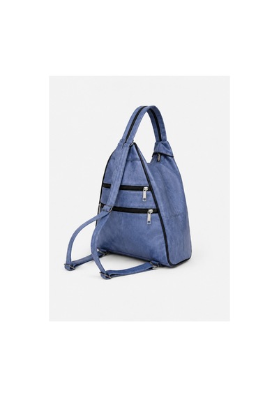 Levano Leather %100 Hakiki İtalyan Kuzu Derisi Kadın Sırt Çantası Mavi