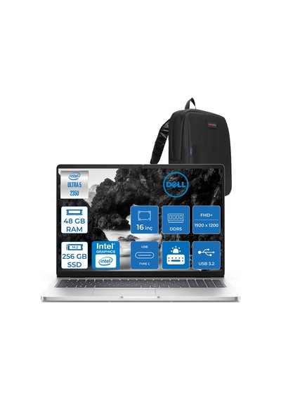 Dell Pro 16 PC16250BTO105F21 Ultra 5-235U 48 GB 256 GB SSD 16" Dos Dizüstü Bilgisayar + Zetta Çanta