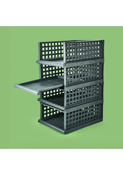 Maxi 4'lü Set Akıllı Raf - Antrasit - 34x45x18 Cm Çok Renkli
