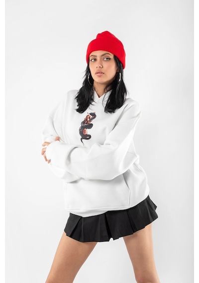 Tarzsokak Free Gangster Baskılı Oversize Unisex Beyaz