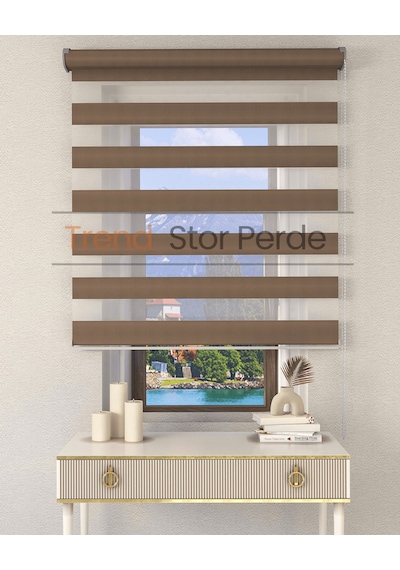 Somon Rengi Etek Dilimsiz Zebra Stor Güneşlik Perde Somon Rengi