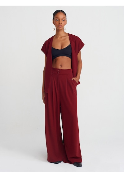 Dilvin 71585 Pensli Kısa Paça Pantolon Bordo