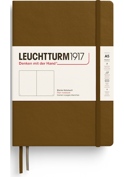 Leuchtturm1917 Not Defteri Orta Boy A5 , Sert Kapak, 251 Numaralandırılmış Sayfa, Düz, Baharat Kahvesi Kahverengi