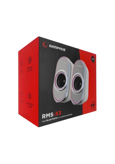 Rampage Rms-x3 2.0 6w Bluetooth Özellikli Beyaz Multimedia Rgb Işıklı Gaming Usb Speaker Kdo