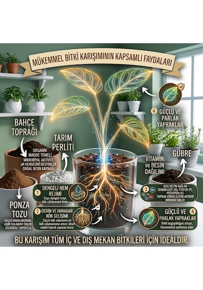 3 Litre Bitki Toprağı Saksı Toprağı Bahçe Toprağı Tarım Perliti Ponza Tozu Ve Gübre Karışımı 3 L