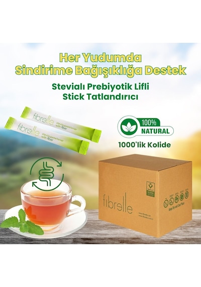 Fibrelle Prebiyotik Lifli Stevia Stick Toz Tatlandırıcı 1000 x 5 G