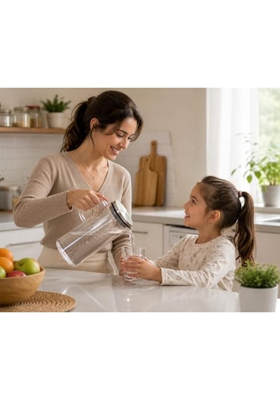 1500 Ml Cam Sürahi Metal Kapaklı Şeffaf Sürahi Dayanıklı Cam Gövde Ergonomik Sap Akıtmaz Ağız Tasarımı Soğu