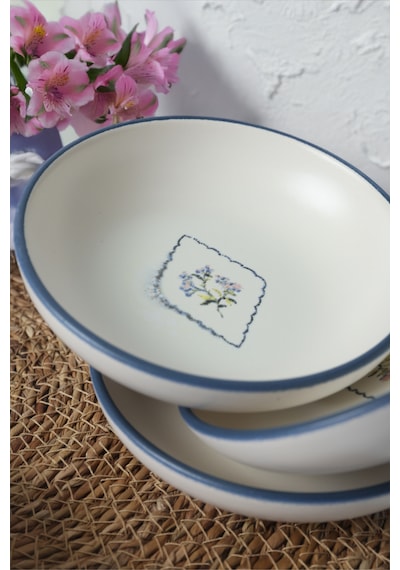 Keramika Floral Waves Halka Sosluk / Çerezlik 13 Cm 6 Adet 22670