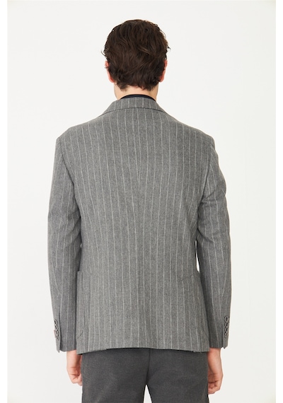 Gri Çizgili Spor Blazer Ceket Gri