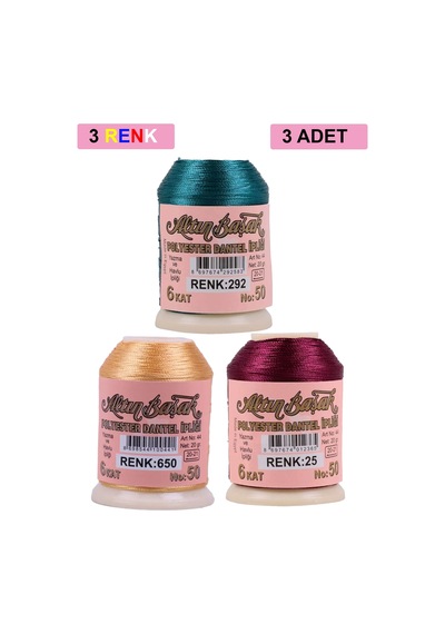 3 Adet Altınbaşak Oya Ve Dantel İpi 20 Gr - Royaleks - No: 650 - 025 - 292