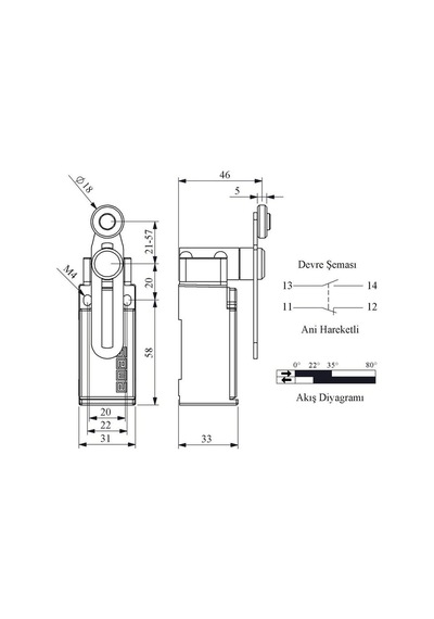 Emas L51k13mem122 Acısal Hark.18 Mm Metal Mak.ayarlı Kısa Döner Kol