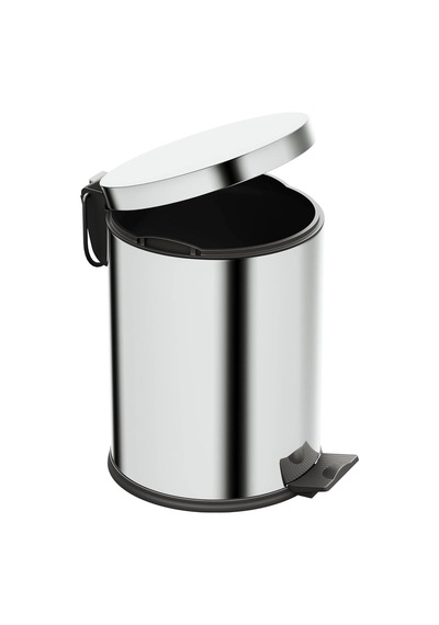 Aqua Bagno Basic Çöp Kovası - Pedallı 5 L, Parlak Krom Paslanmaz Çok Renkli