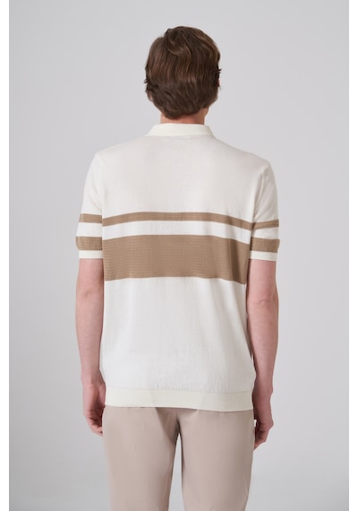 Morven Erkek Ekru Trend Soft Pamuk Polo Yaka Triko T-shirt 26ys018017454 Ekru