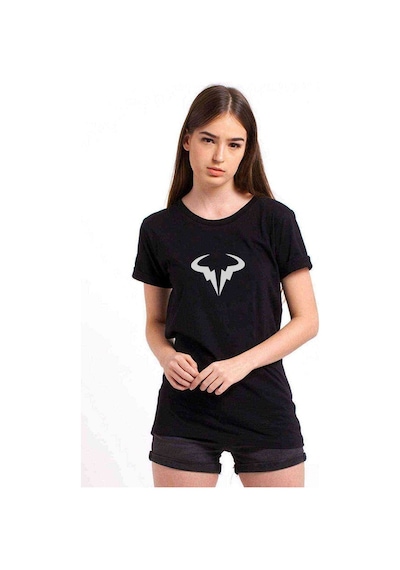Vamos Rafa Baskılı Siyah Kadın Tshirt (534650417)