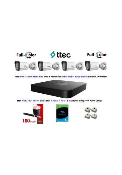 Ttec 2mp Dahili Sesli Ve Gece Renkli 4 Kameralı 1tb Disk Tak Çalıştır Hazır Ip Kamera Seti Ttec 2mp Dahili Sesli Ve Gece Renkli 4 Kameralı 1tb Disk Tak Çalıştır Hazır Ip Kamera Seti