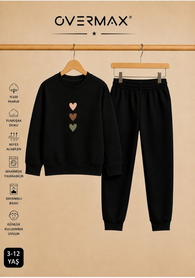 Overmax Çocuk Eşofman Takımı Sevimli Kalpler Baskılı Sweatshirt & Eşofman Altı Siyah Üst-siyah Alt - 918470880 Siyah Üst-siyah Alt Overmax Çocuk Eşofman Takımı Sevimli Kalpler Baskılı Sweatshirt & Eşofman Altı Siyah Üst-siyah Alt - 918470880 Siyah Üst-siyah Alt