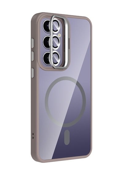 Adige Samsung Galaxy Uyumlu S24 Plus Kılıf Etro Standlı + Kamera Lens Koruyucu Gri