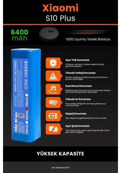 Xıaomı Robot S10+ Plus 6400mAh Robot Süpürge Bataryası