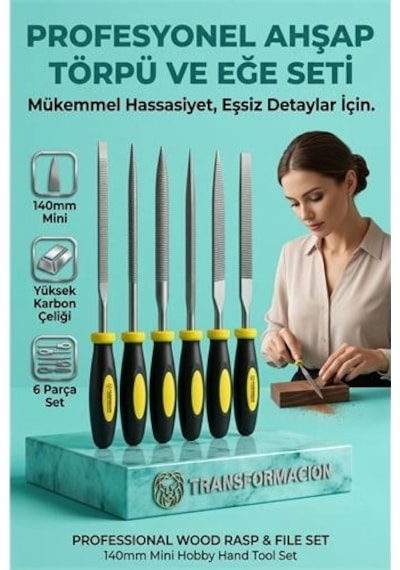 6'lı Ahşap Törpü Eğe Seti 140mm Hobi Modelci El Törpüsü Takımı 723188