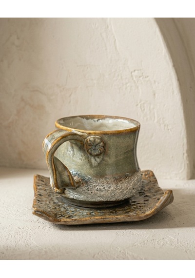 3 Li Terra El Yapımı Stoneware Fincan Açık Bej