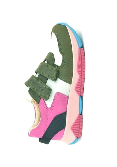 Ortopedikal 3880 Rakerplus Hakiki Deri Yeşil Beyaz Pembe Çocuk Sneakers Spor Ayakkabı Cırtlı Yeşil Beyaz Pembe