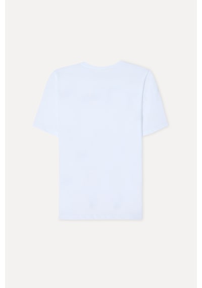 Mudo Kadın Kadın Beyaz Baskılı Bisiklet Yaka T-shirt 1269897