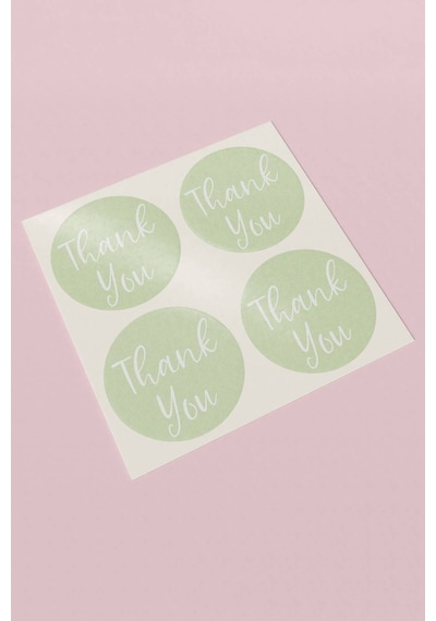 90 Adet Thank You Teşekkür Etiketi Pastel Yeşil 3x3cm St2034 Çok Renkli