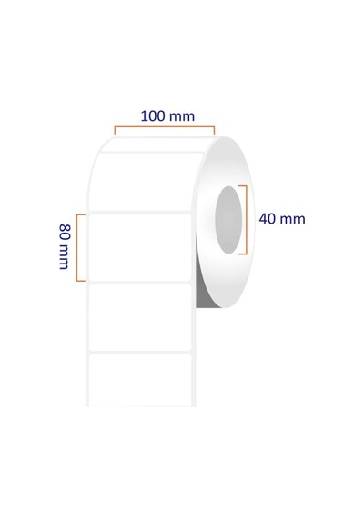Kuşe Etiket 100mm X 80mm Ruloda 500 Adet 40mm Kuka Çapında Baskısız Barkod Yazıcı Etiketi Diğer