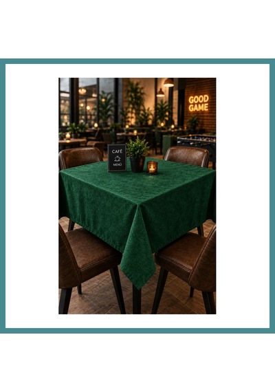 Trendexa Kahve Cafe Kıraathane Masa Örtüsü 140x140cm Yeşil Renk Mac