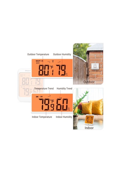 Thermopro Tp63c İç Ve Dış Mekan Sensörlü Dijital Sıcaklık Ve Nem Ölçer