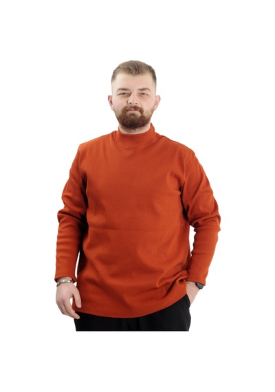 Mode Xl Büyük Beden Uzun Kol Yarım Balıkçı Kazak 22558 Tarçın Taba