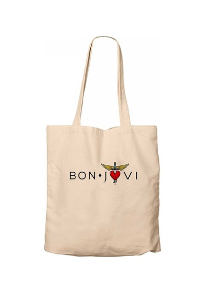 Bon Jovi in Heart Krem Kanvas Bez Çanta Krem