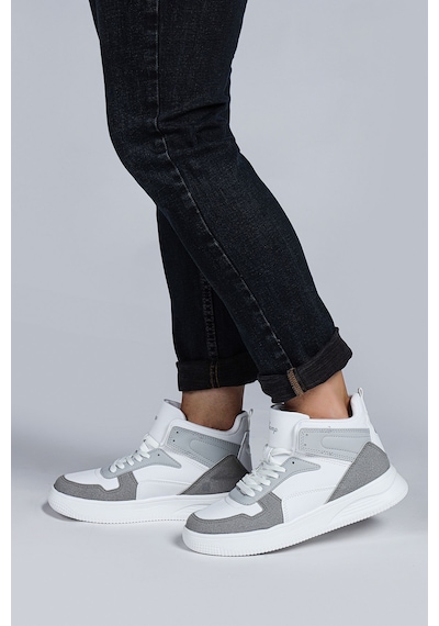Jump 29100 Yüksek Bilekli Gri - Beyaz Kadın Sneaker Günlük Spor Ayakkabı Gri - Beyaz