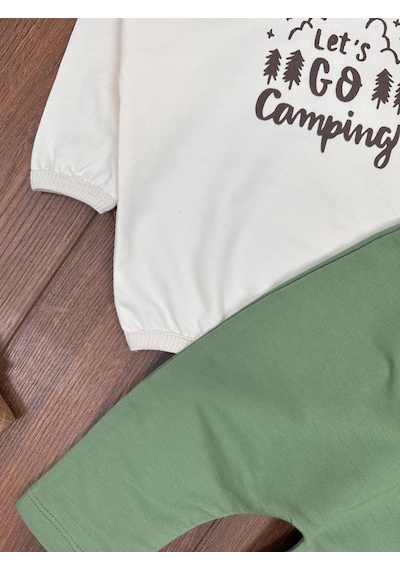 Bebicix Let's Go Sweatshirt Salopet Erkek 2'li Takım Yesil