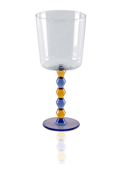 The Mia Bead Şarap Kadehi Mavi 300 Ml Şeffaf
