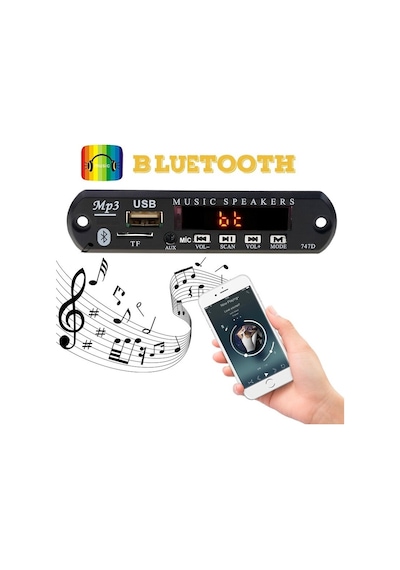 Mikrofonlu Bluetooth Araç Kiti 12 Volt Usb/sd/tf Dönüştürücü N11.444