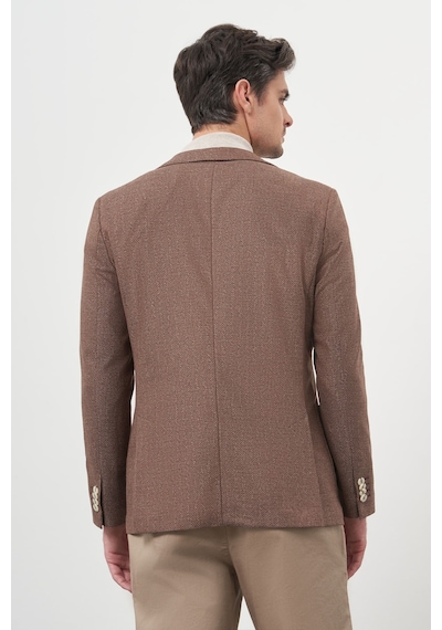 Morven Erkek Kahve Dokuma Slim Fit Mono Yaka Ceket 25ks002001400 Kahve