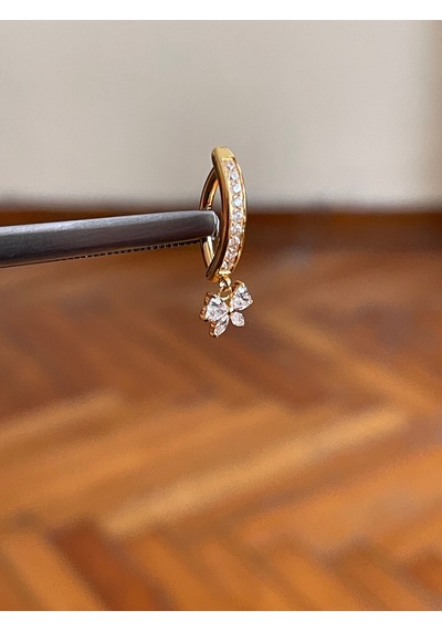 Fiyonk Sallantılı Zirkon Titanyum Klips Göbek Piercing Ultraliğht 10 Mm Titanyum Göbek Piercingi Mavi - Yeşil