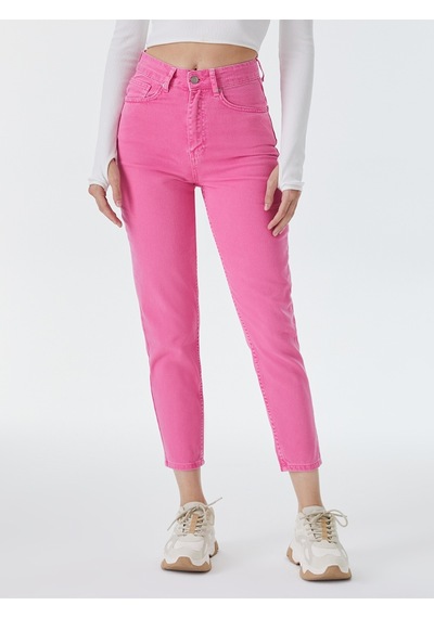 Mom Regular Fit Kadın Pantolon Pembe