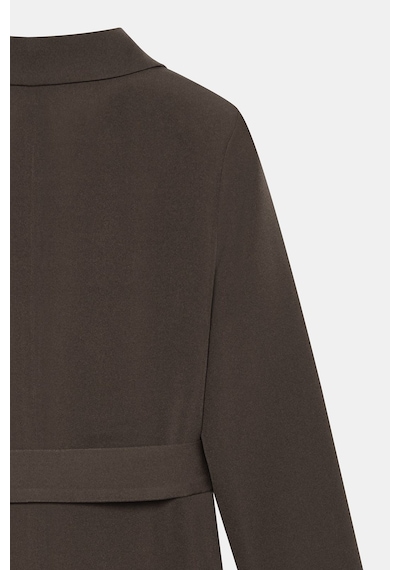 Sââde Kadın Tek Düğmeli Dokuma Kruvaze Blazer Ceket - Kuşaklı Acı Kahverengi