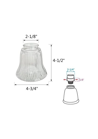Aspen Creative 23080-4a Geçişli Şeffaf Fitilli Tavan Vantilatörü Yedek Cam Gölge, 6,5 Cm Takıcı, 10,6 Cm Çap X 10,16 Cm Yükseklik, 4 Paket