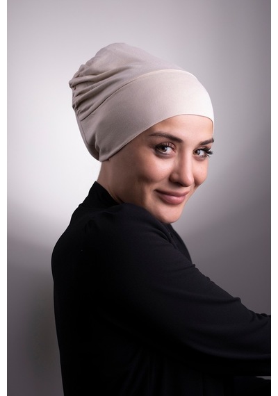 Halven Bej Pratik Hazır Geçmeli Iç Bone Viskon Kumaş Dikişsiz 3003_12 Bej