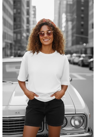 Mily Kadın Oversize Basic Bisiklet Yaka Pamuklu T-shirt Rahat Kesim Unisex Sevgili Kombini Beyaz