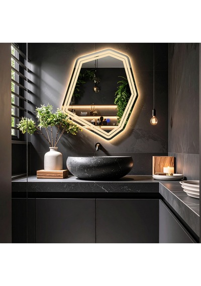 Domira Günışığı Lazer Kumlamalı Lavabo & Banyo Aynası Dokunmatik Sensörlü 60 X 50 Cm