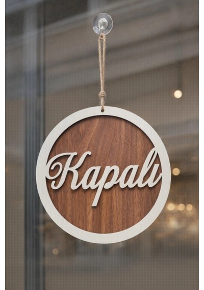 Üç Katlı El Yazılı Modern Açık/kapalı Tabelası - Akçaağaç-beyaz