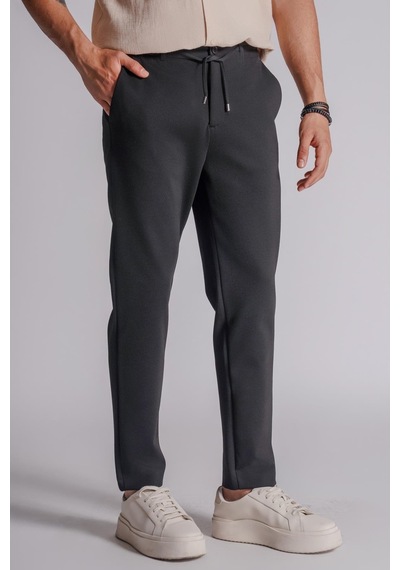 Braccas Erkek Yandan Cepli Beli Lastikli Relaxed Fit Chino Pantolon Siyah Siyah