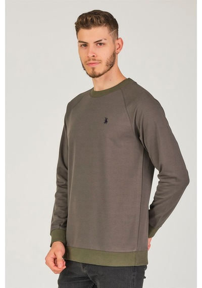 V4003 Dewberry Reglan Kol Erkek Sweatshırt-haki Haki