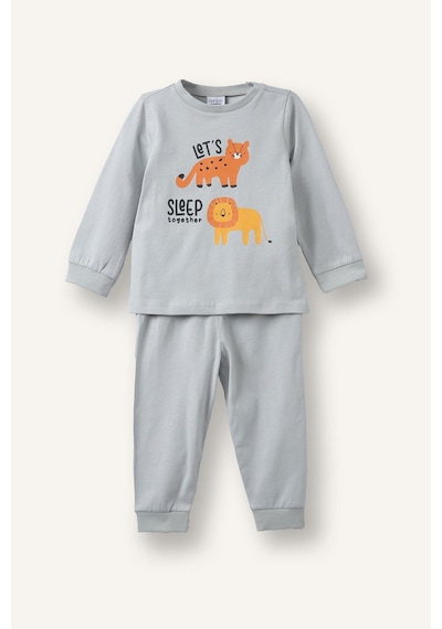 Defacto %100 Pamuk Hayvan Desenli Uzun Kollu Üst Lastikli Paça 4lü Pijama Takımı Erkek Bebek I1440a526augr91 Gri-gr91