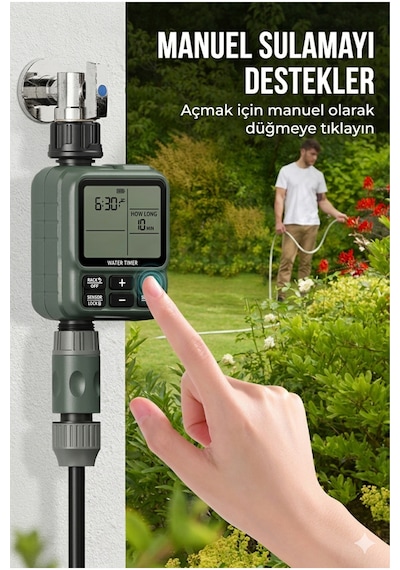 Profesyonel Otomatik Bahçe Sulama Saati - 8 Programlı, Yağmur Sensörlü, Akıllı Sulama Sistemi Ipx5