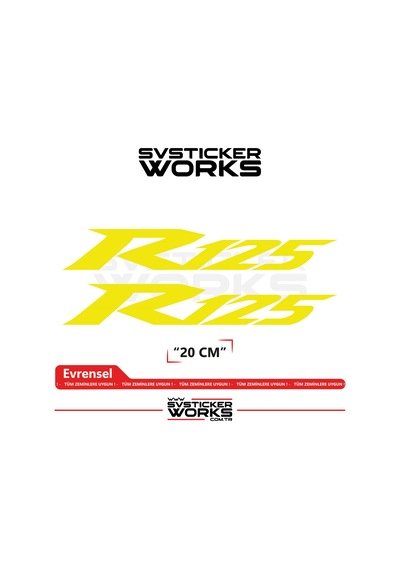 Yamaha R125 Uyumlu Yazı Sticker Yüksek Kalite Özel Kesim Folyo 2'li Set Sarı